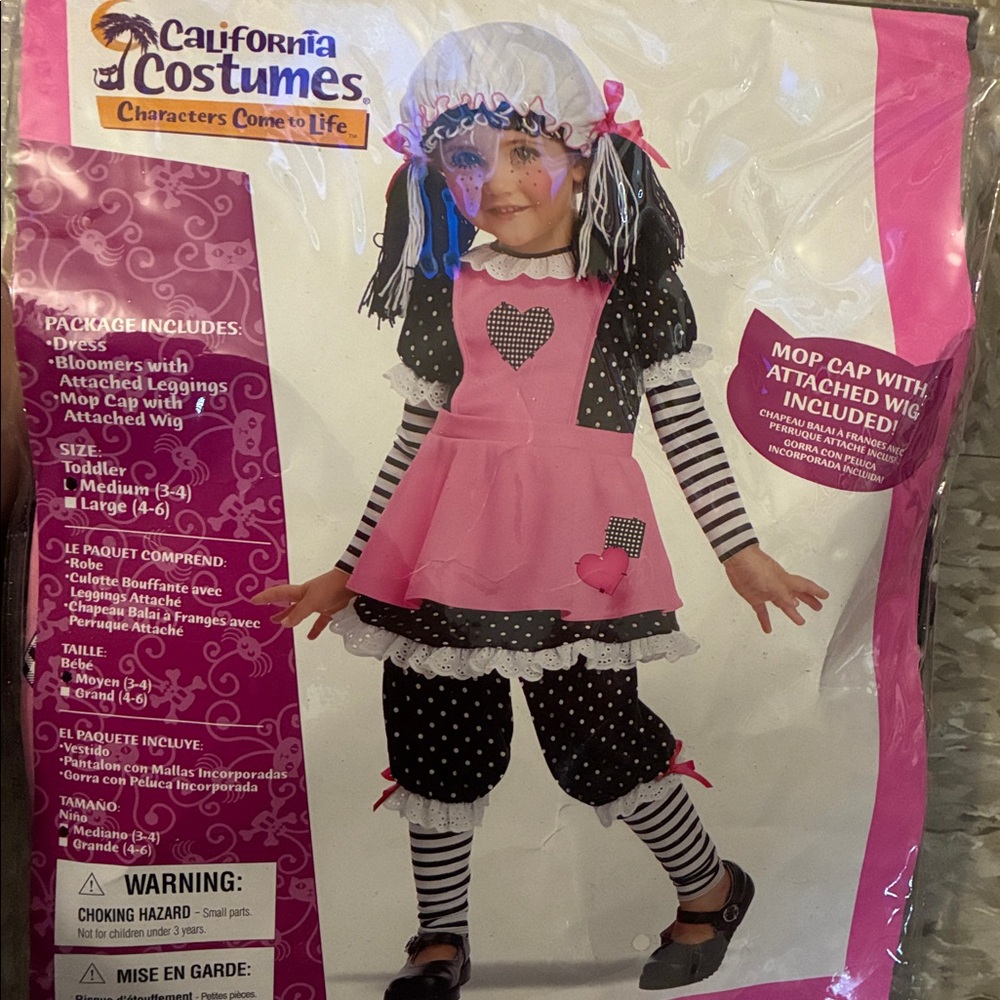 (Toddler 3-4) California Costumes Pink Rag Doll Outfit